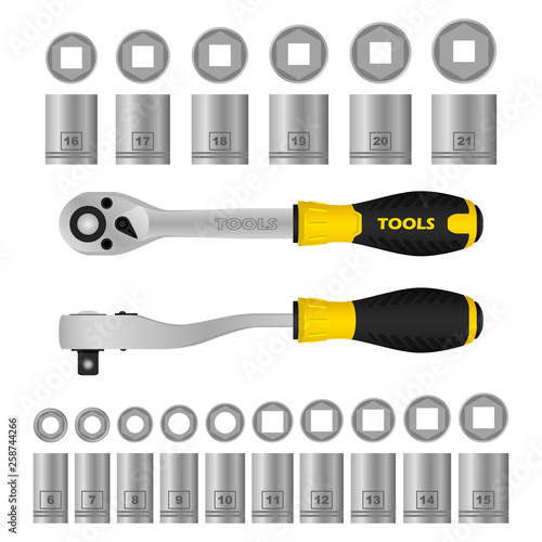 realistic vector tool. ratchet key