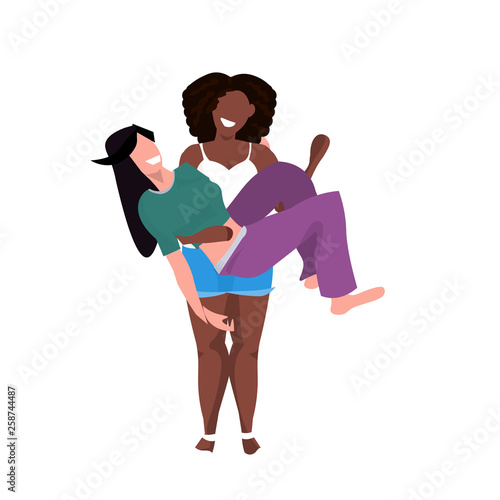 Same gender couple lesbian African American girl
