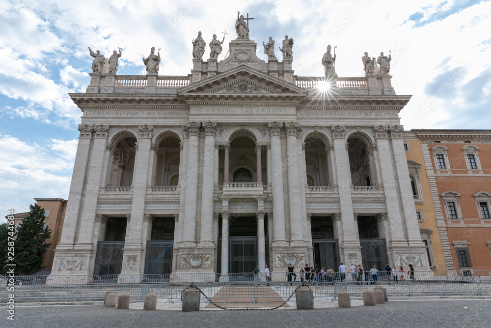 Panoramic view of exterior of Lateran Basilica (Papal Archbasilica of St. John)
