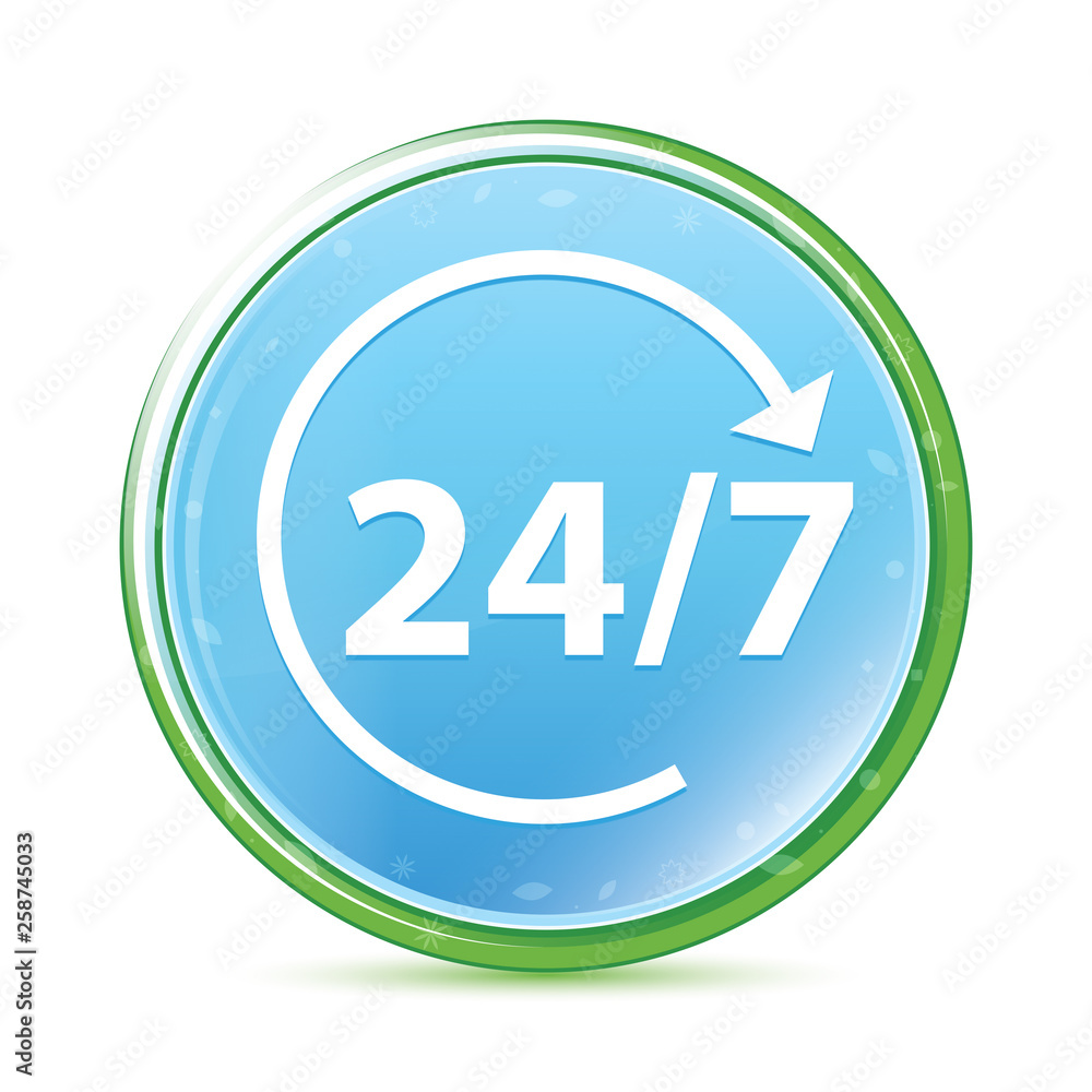 24/7 rotate arrow icon natural aqua cyan blue round button 24/7 rotate arrow icon natural aqua cyan blue round button