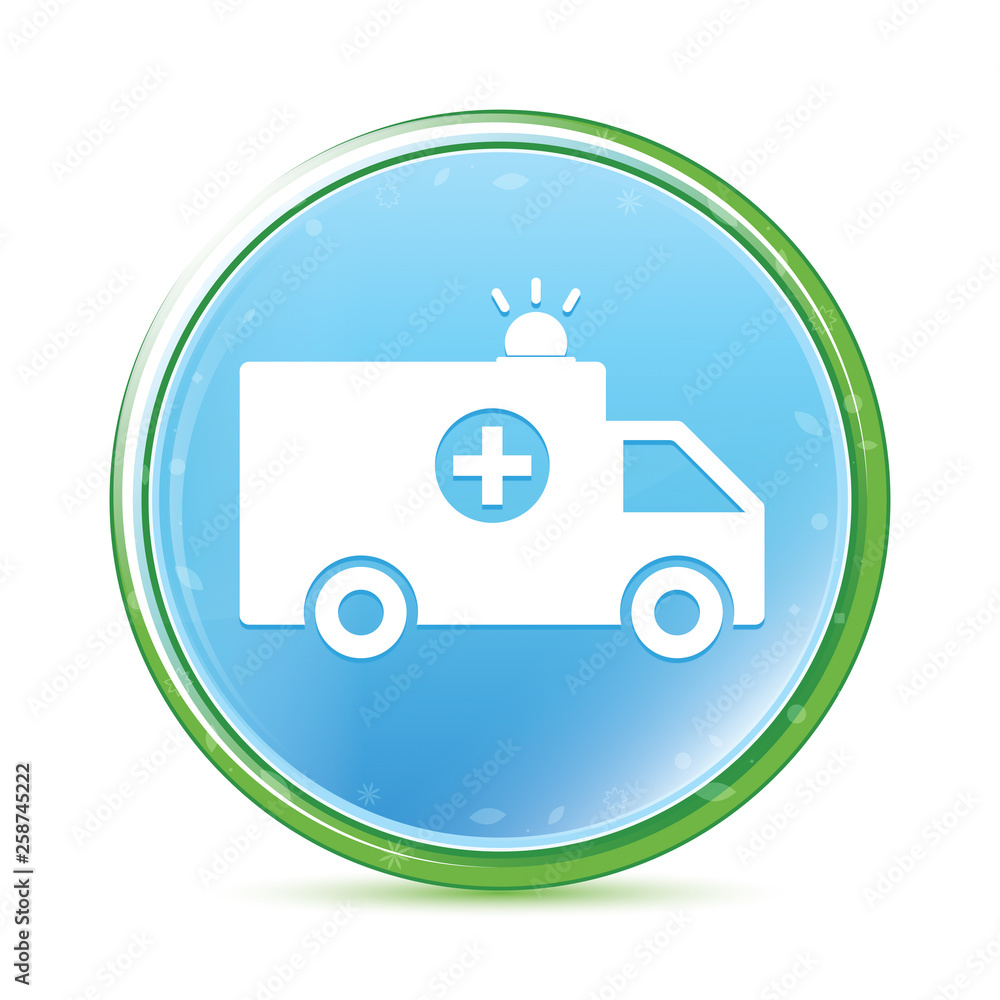 Ambulance icon natural aqua cyan blue round button Ambulance icon natural aqua cyan blue round button