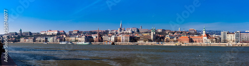 Panorama of the Buda bank of the Danube of the Budapest city in a beautiful early spring day © anamejia18