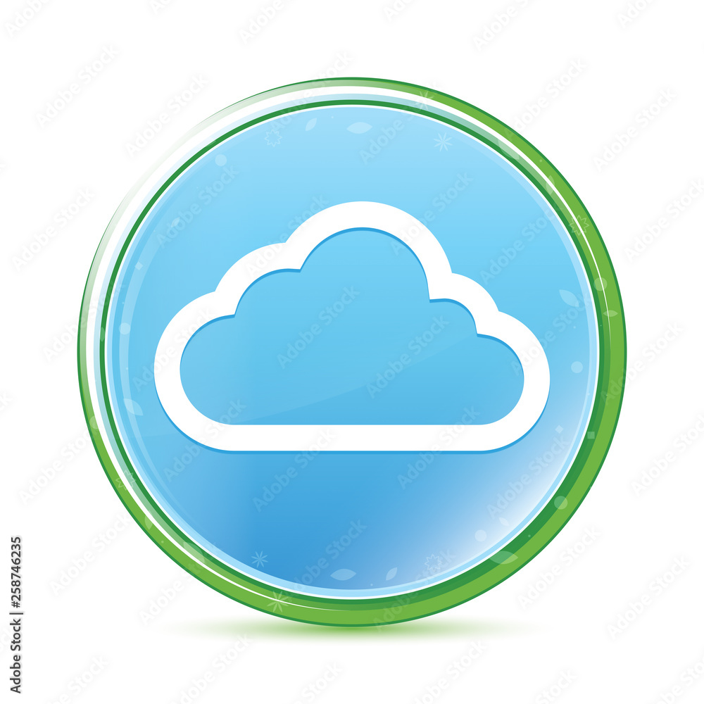 Cloud icon natural aqua cyan blue round button