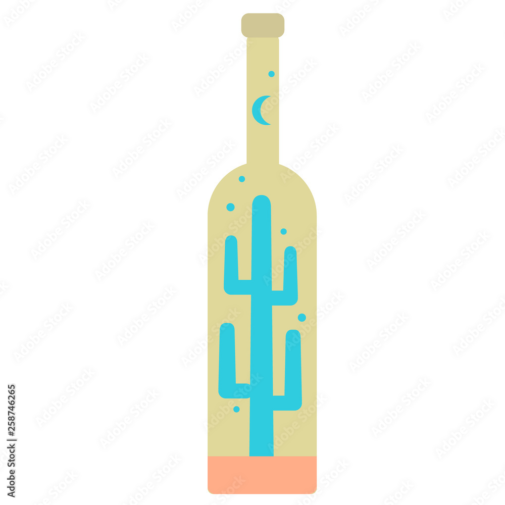 Cactus in bottle flat illustration on white Cactus in bottle flat illustration on white