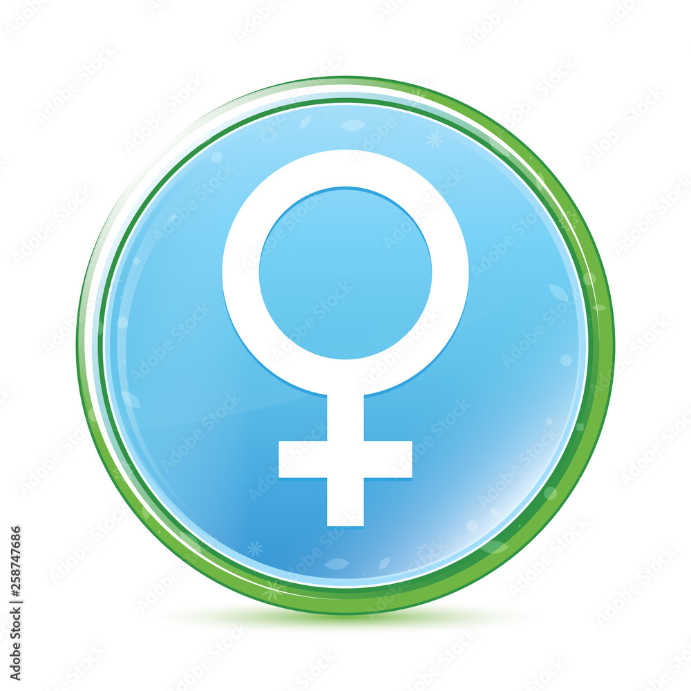Female symbol icon natural aqua cyan blue round button Female symbol icon natural aqua cyan blue round button