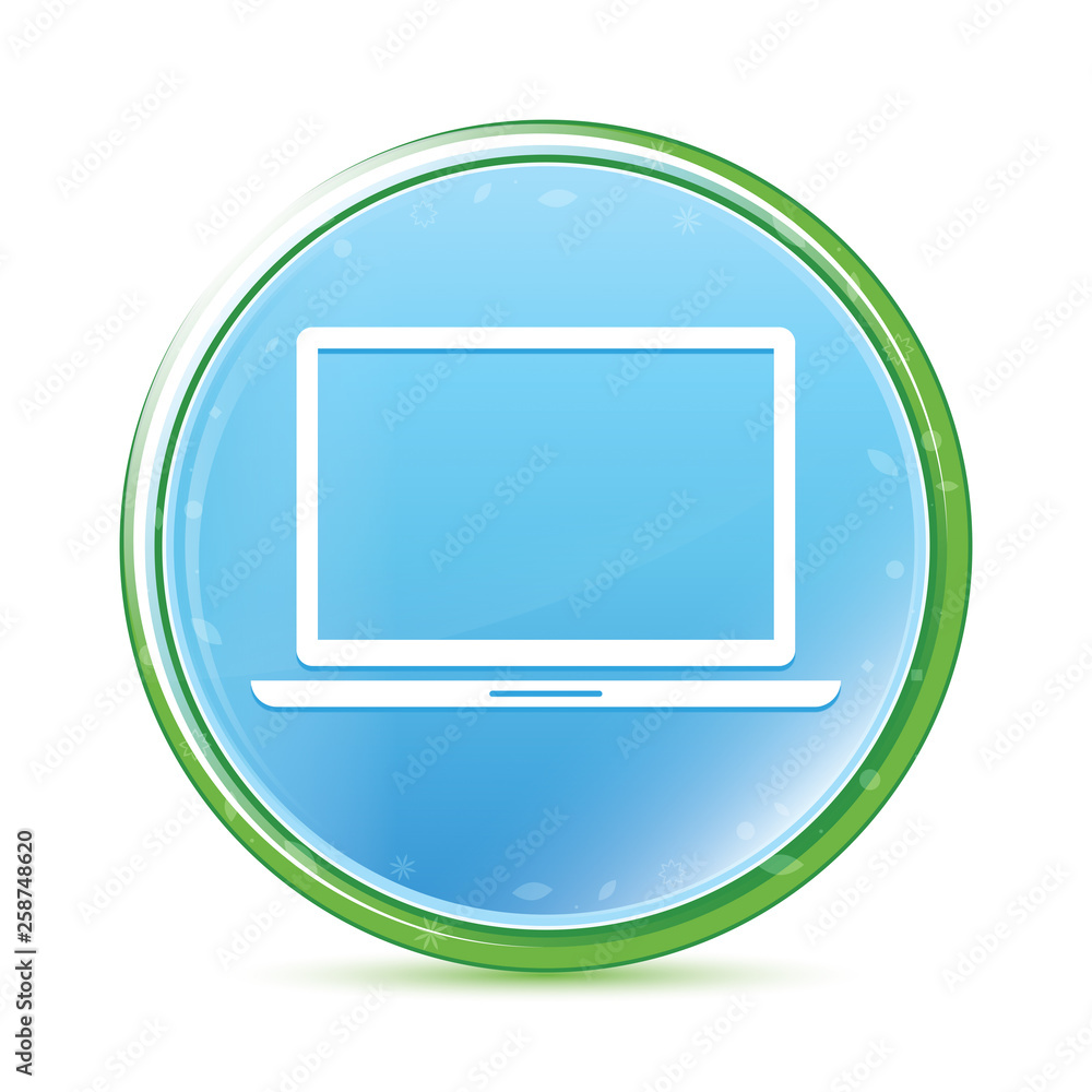 Laptop icon natural aqua cyan blue round button Laptop icon natural aqua cyan blue round button