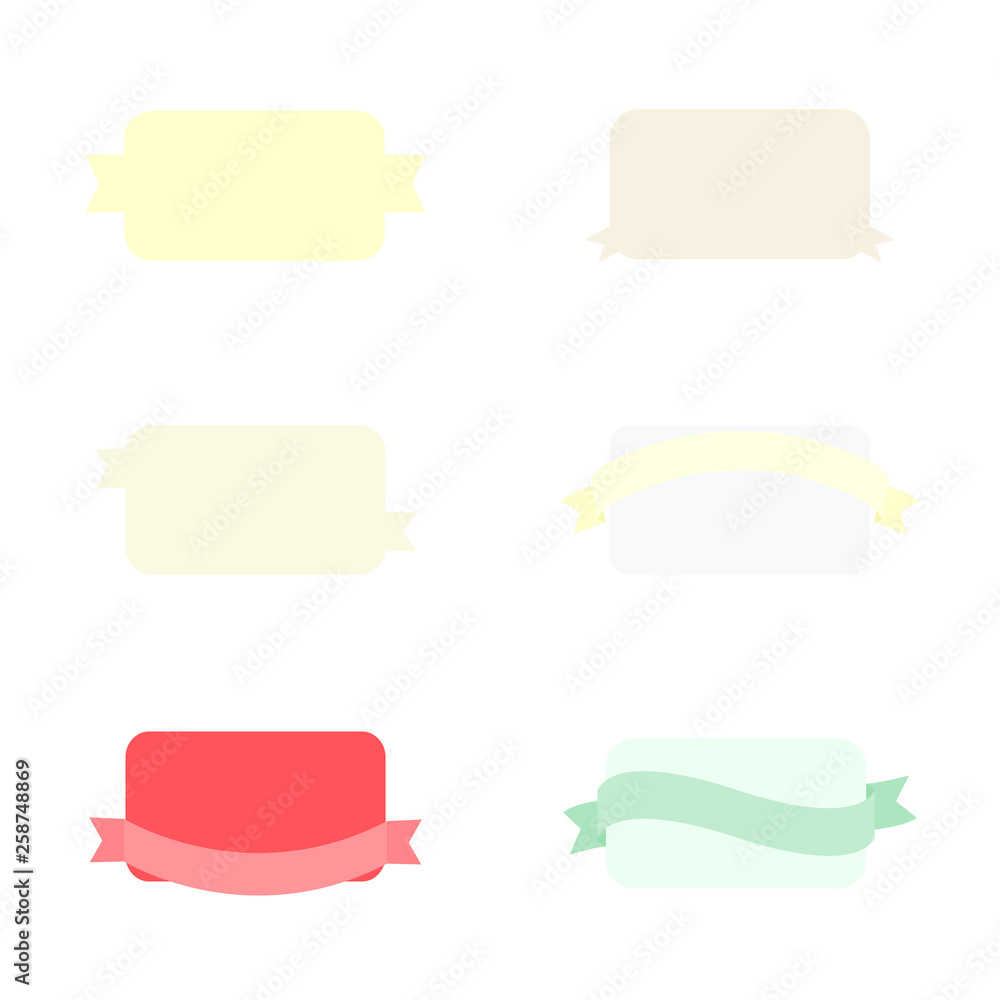 Vector set of shapes with ribbons for different purpose decorative designing. Banners for labels, tags or stamps and badges, sticker, patch, scrapbook and baby shower, webpage. Vector set of shapes with ribbons for different purpose decorative designing. Banners for labels, tags or stamps and badges, sticker, patch, scrapbook and baby shower, webpage.