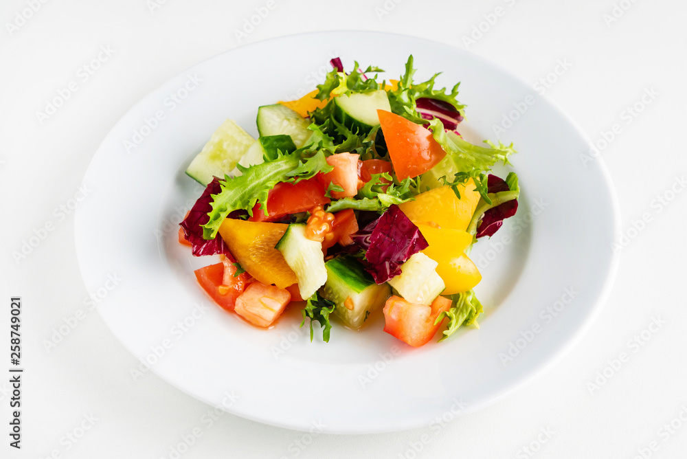 vegetable salad on the white plate vegetable salad on the white plate
