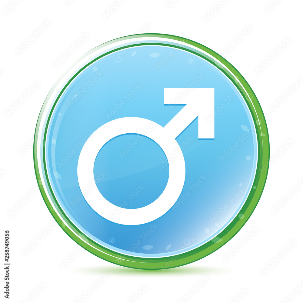 Male symbol icon natural aqua cyan blue round button Male symbol icon natural aqua cyan blue round button