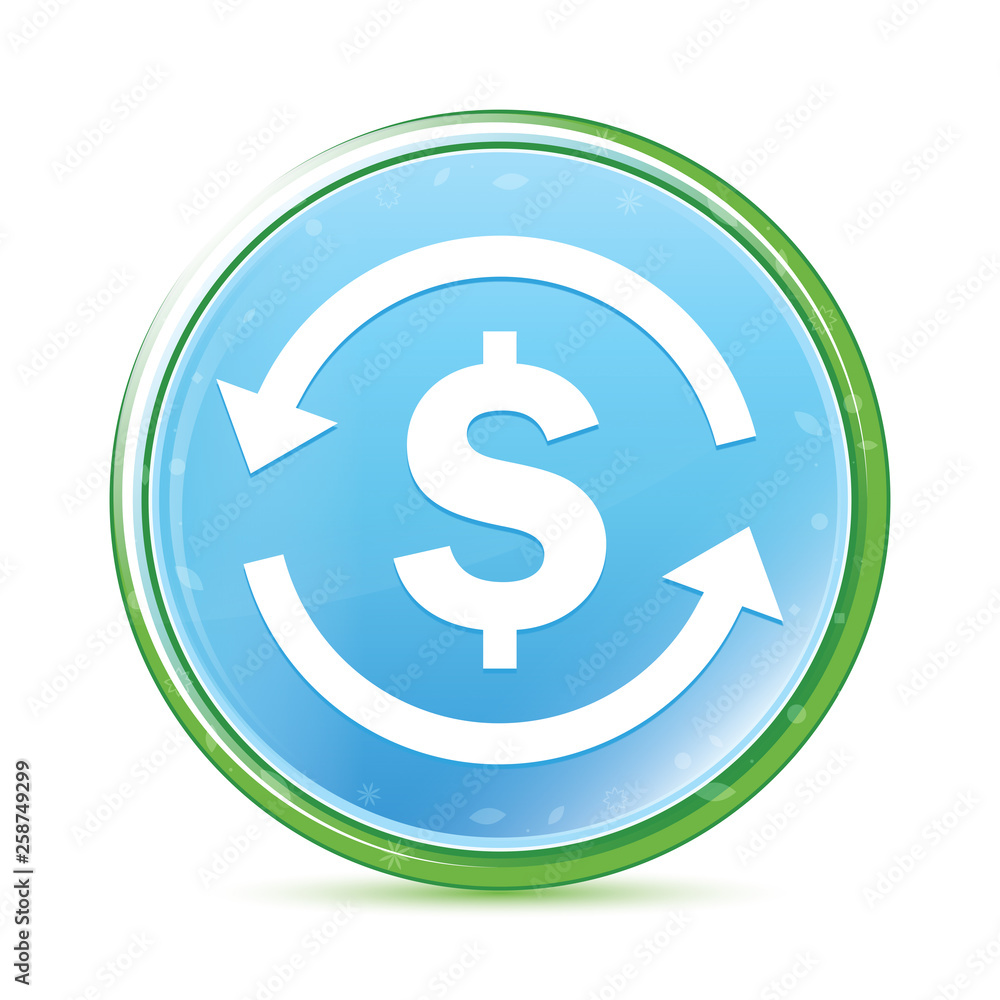 Money exchange dollar sign icon natural aqua cyan blue round button Money exchange dollar sign icon natural aqua cyan blue round button
