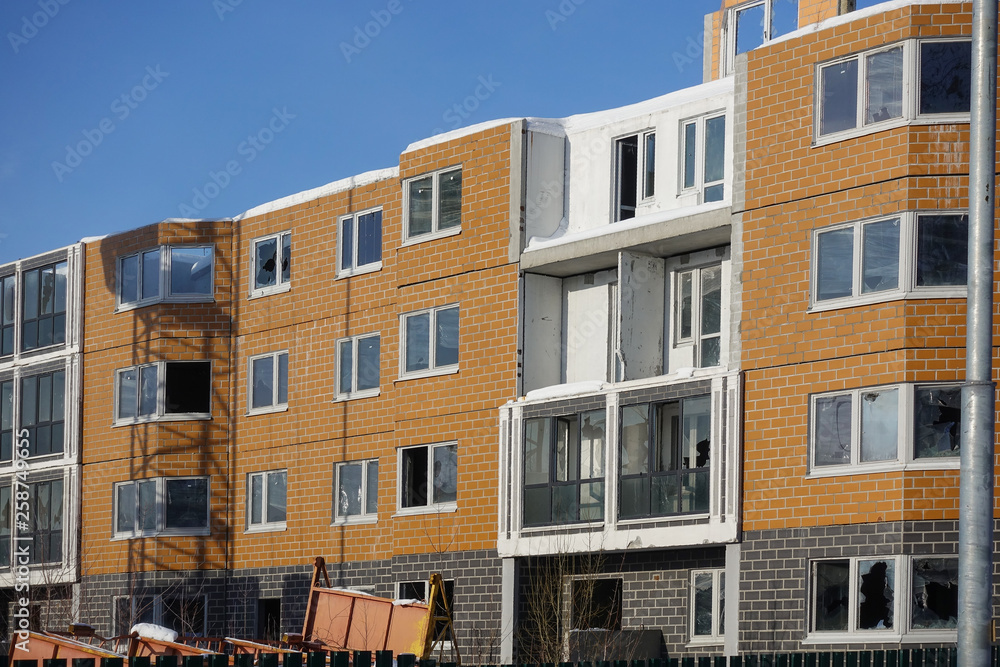 Construction in progress. Residential multi-storey building. Construction in progress. Residential multi-storey building.