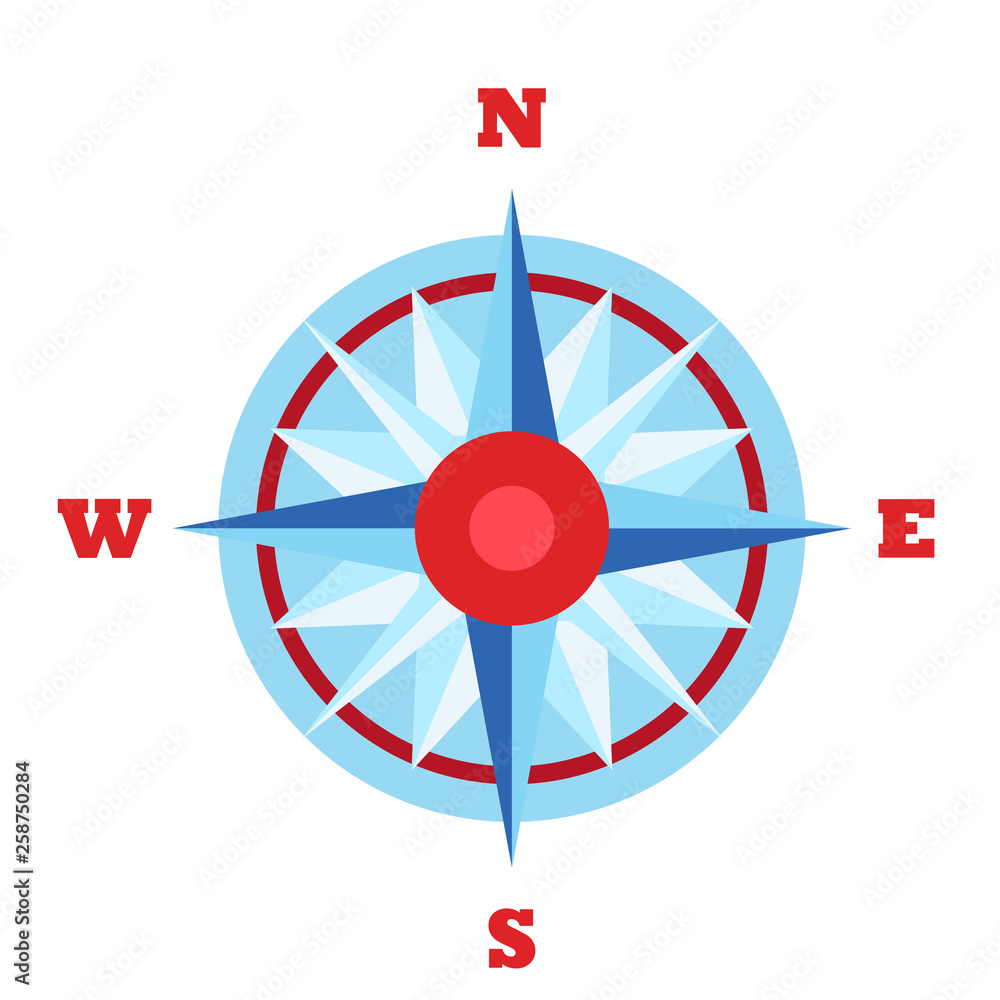 Wind rose flat illustration on white Wind rose flat illustration on white