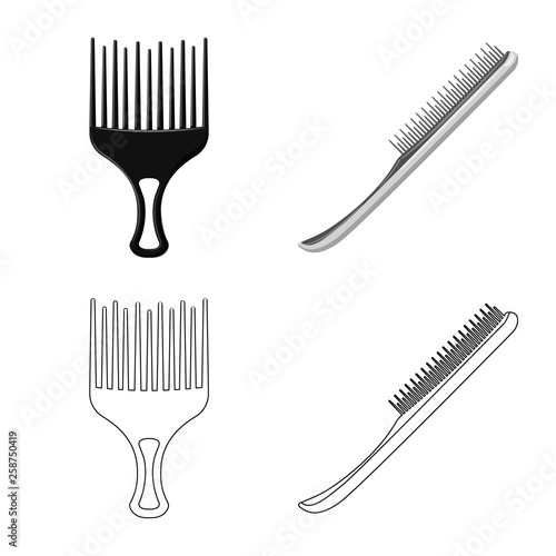 Vector design of brush and hair icon. Collection of brush and hairbrush vector icon for stock.