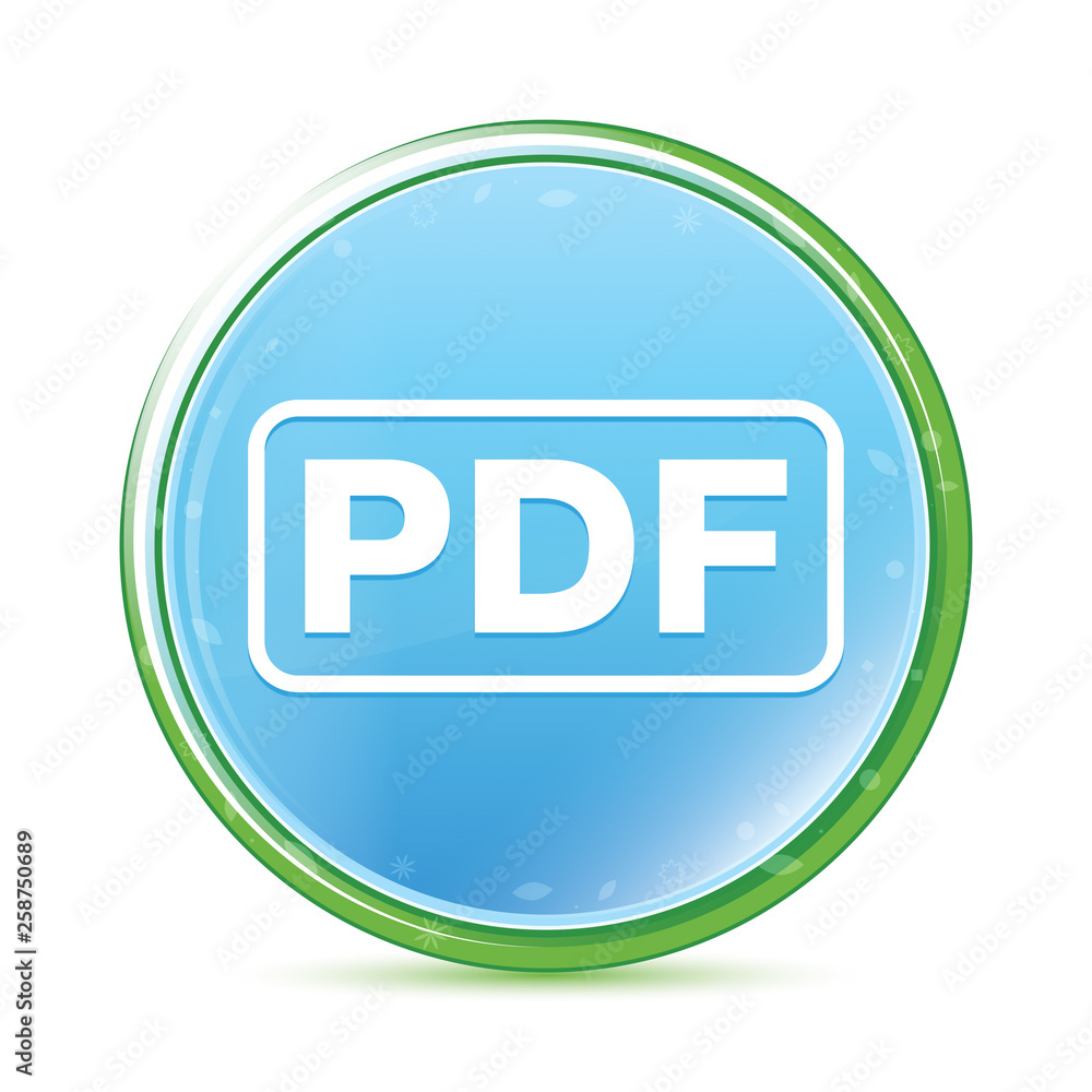 PDF icon natural aqua cyan blue round button PDF icon natural aqua cyan blue round button