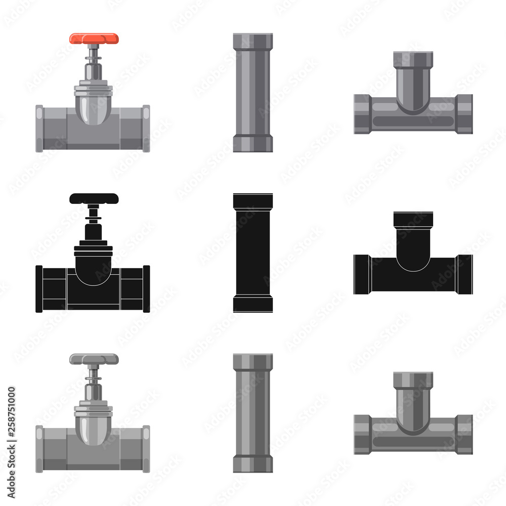 Vector design of pipe and tube icon. Collection of pipe and pipeline stock symbol for web. Vector design of pipe and tube icon. Collection of pipe and pipeline stock symbol for web.