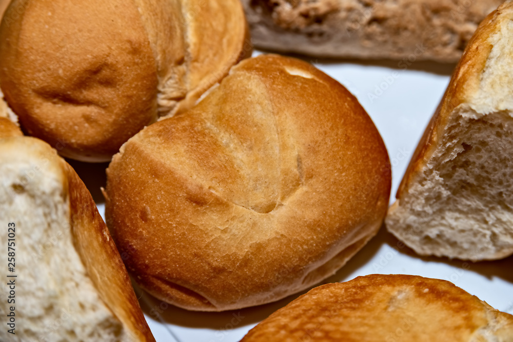 Fototapeta premium Freshly baked Sunday rolls from the bakery