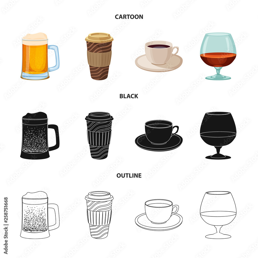Fototapeta premium Isolated object of drink and bar sign. Set of drink and party vector icon for stock.