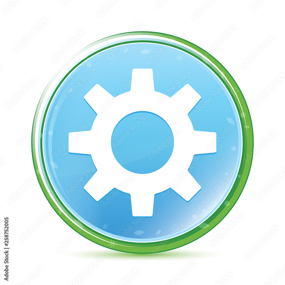 Settings icon natural aqua cyan blue round button Settings icon natural aqua cyan blue round button