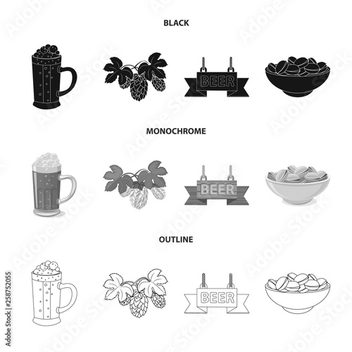 Vector illustration of pub and bar logo. Set of pub and interior stock symbol for web.