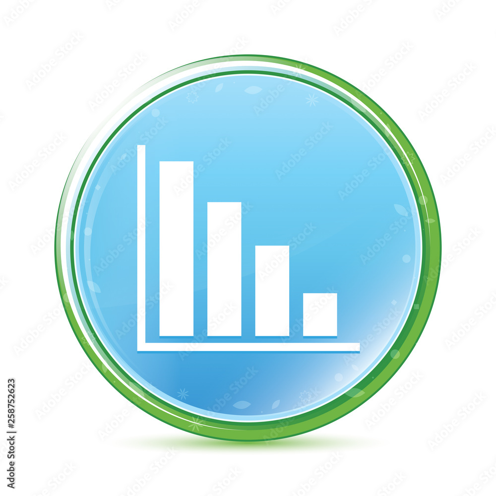 Statistics down icon natural aqua cyan blue round button Statistics down icon natural aqua cyan blue round button