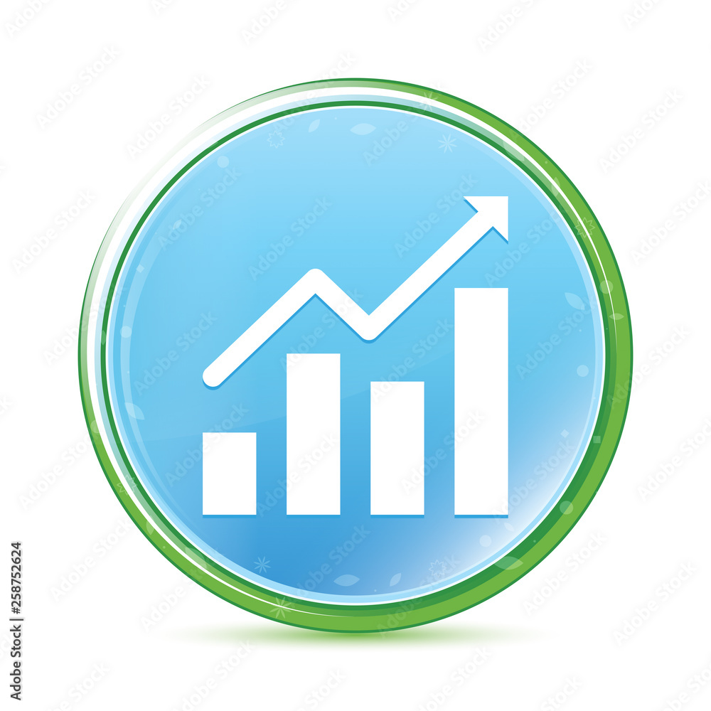 Statistics icon natural aqua cyan blue round button Statistics icon natural aqua cyan blue round button
