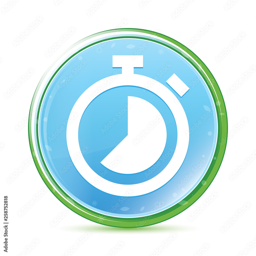 Stopwatch icon natural aqua cyan blue round button Stopwatch icon natural aqua cyan blue round button