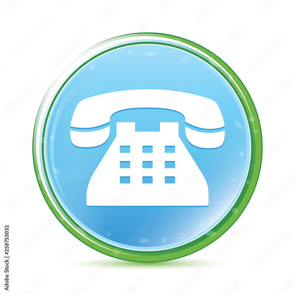 Telephone icon natural aqua cyan blue round button Telephone icon natural aqua cyan blue round button