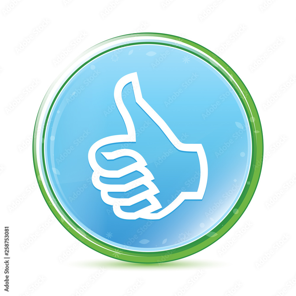 Thumbs up icon natural aqua cyan blue round button Thumbs up icon natural aqua cyan blue round button
