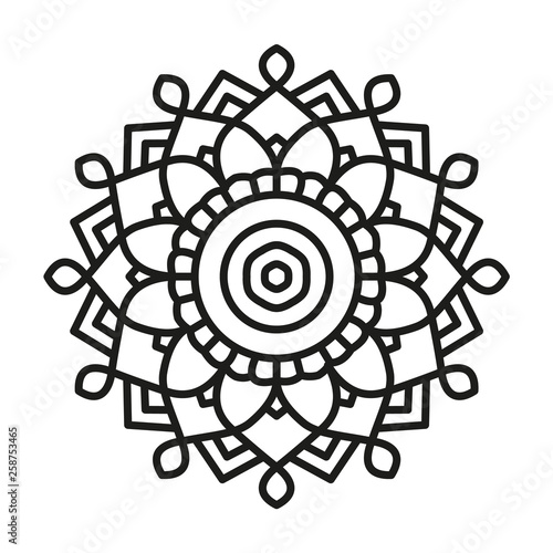 Simple Mandala Shape for Coloring. Vector Mandala. Floral. Flower. Oriental. Book Page. Outline.