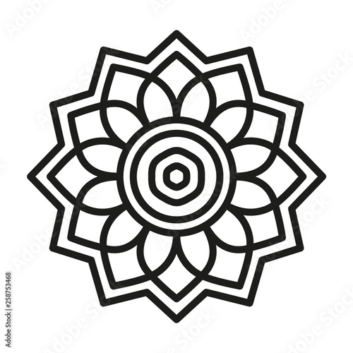 Simple Mandala Shape for Coloring. Vector Mandala. Floral. Flower. Oriental. Book Page. Outline.