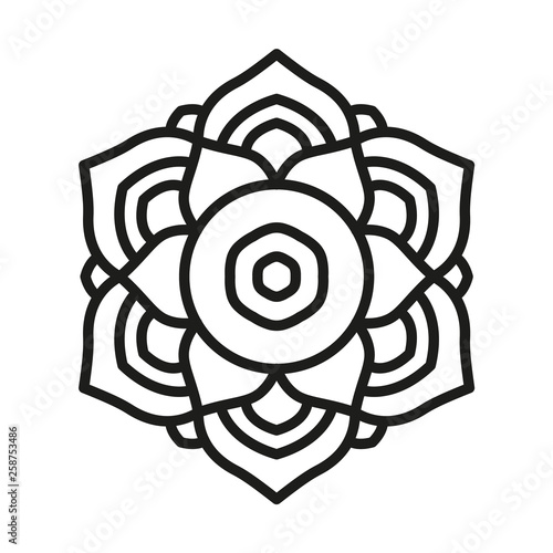Simple Mandala Shape for Coloring. Vector Mandala. Floral. Flower. Oriental. Book Page. Outline.