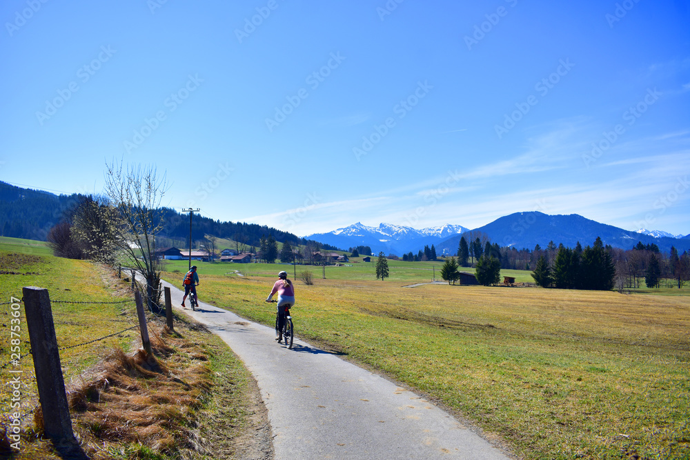 Cyclists in the bavarian alps