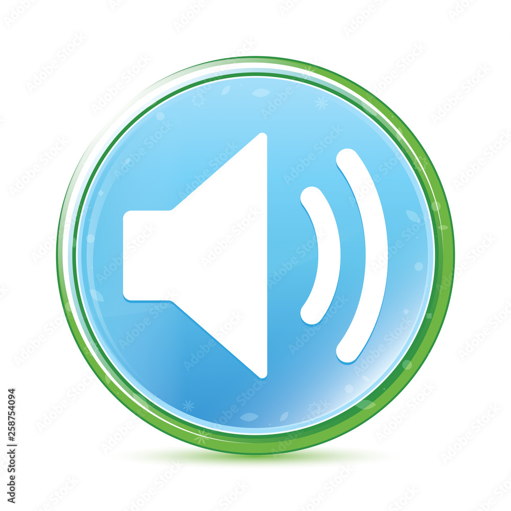 Volume speaker icon natural aqua cyan blue round button Volume speaker icon natural aqua cyan blue round button