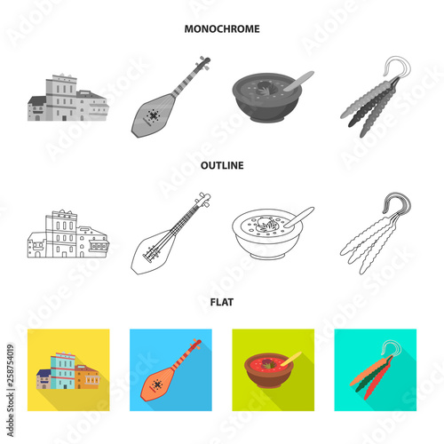 Isolated object of culture and sightseeing sign. Collection of culture and originality stock vector illustration.