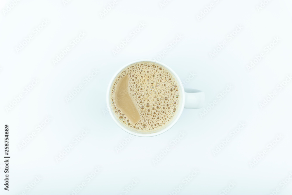 a mug of coffee isolated on white background. high key image a mug of coffee isolated on white background. high key image
