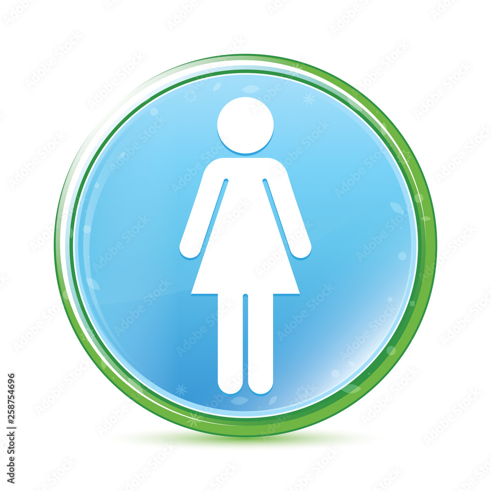 Woman icon natural aqua cyan blue round button Woman icon natural aqua cyan blue round button