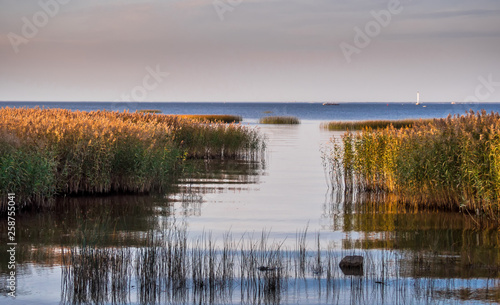 Natural lake at sunset