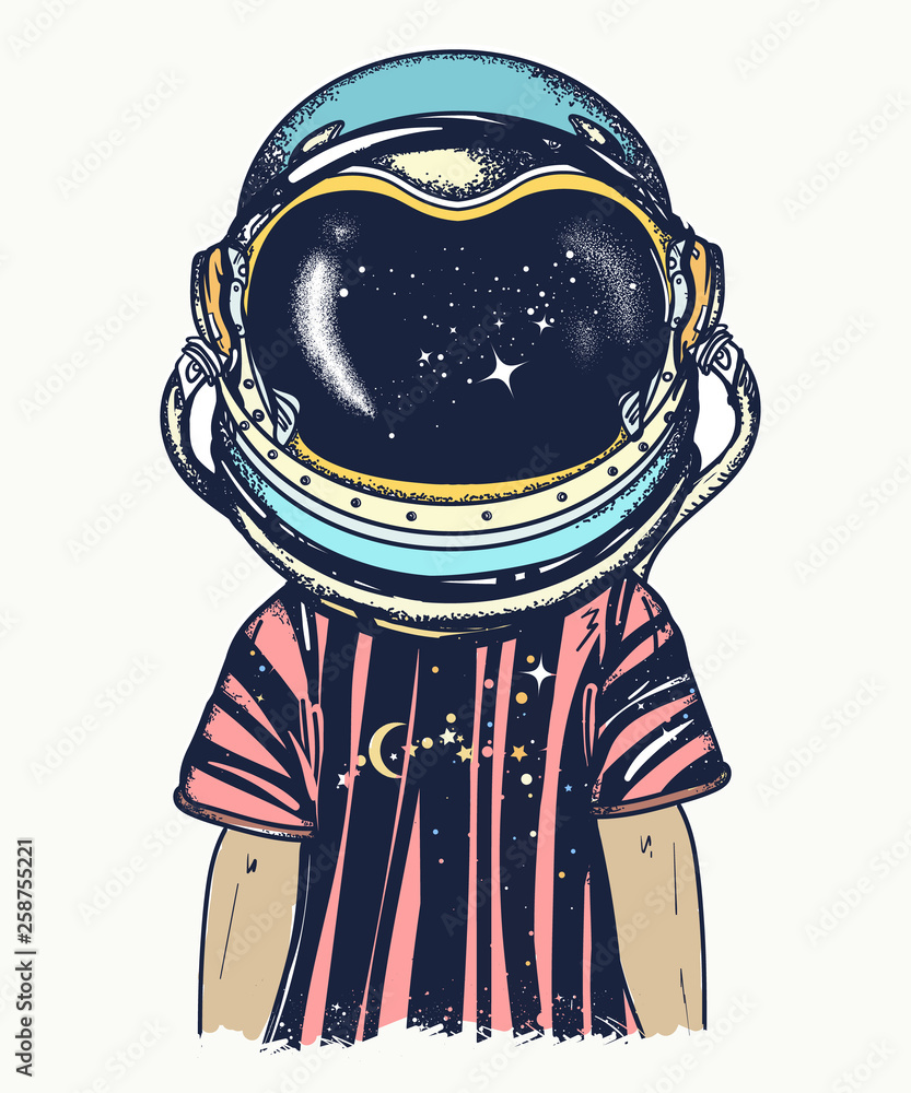 Boy in astronaut helmet. Childhood dreams of future Stock Vector | Adobe  Stock