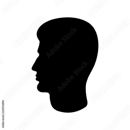 Man's head icon. Silhouette of male profile with visible haircut. Vector Illustration