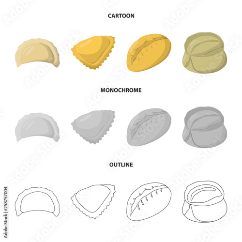 Vector design of products  and cooking sign. Collection of products  and appetizer stock symbol for web.