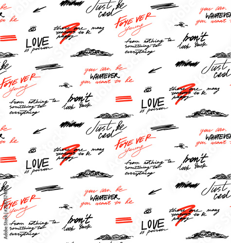 Seamless pattern with words and slogan