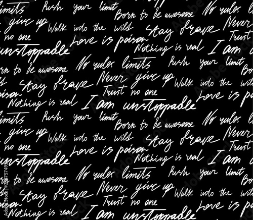 Seamless pattern with words and slogan