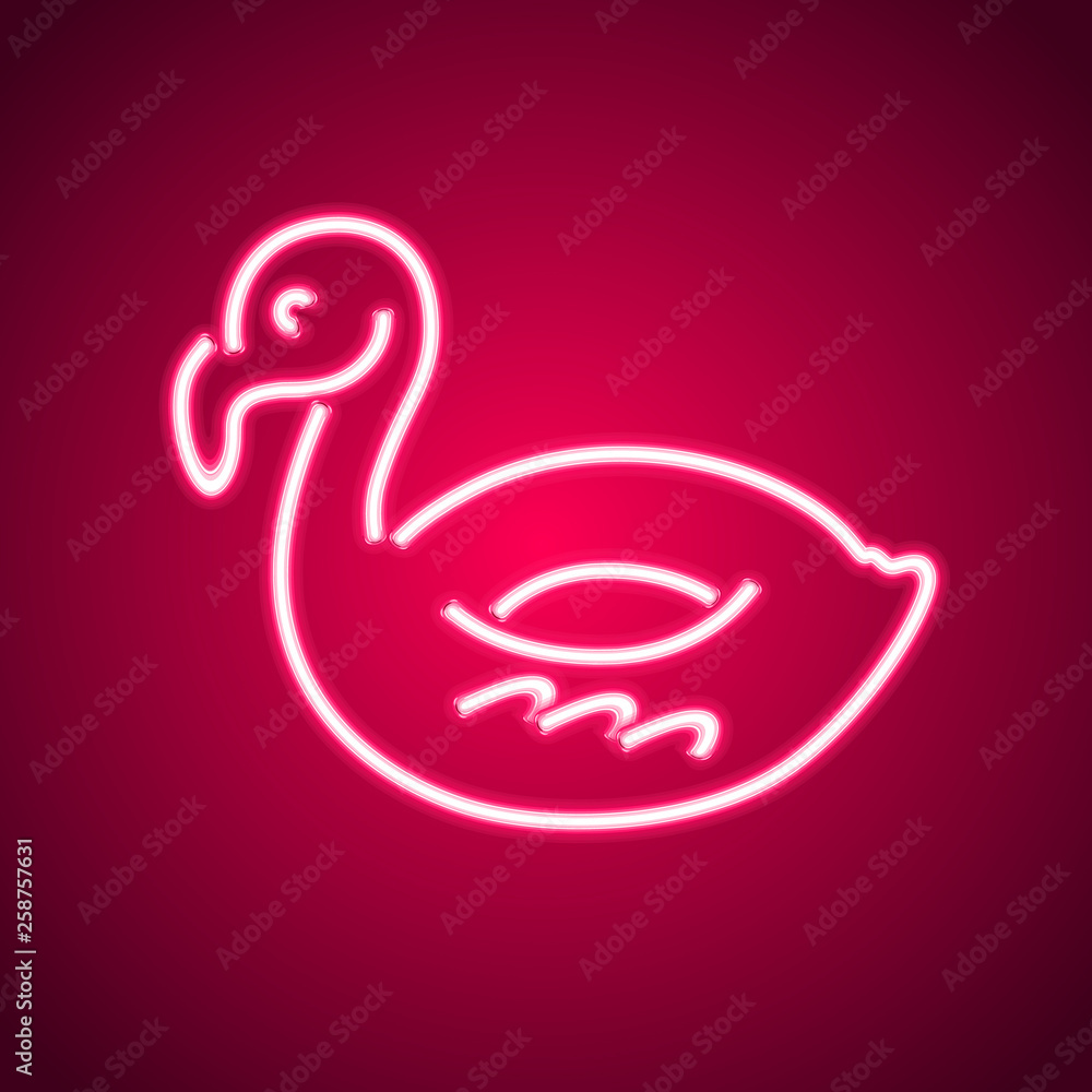 Fototapeta premium Flamingo lifebuoy neon sign. Neon sign, bright signboard, light banner