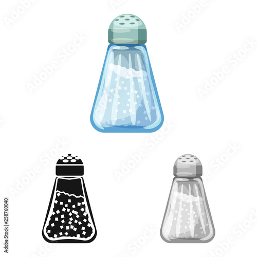 Vector illustration of saltcellar  and seasoning logo. Set of saltcellar  and glass  vector icon for stock.