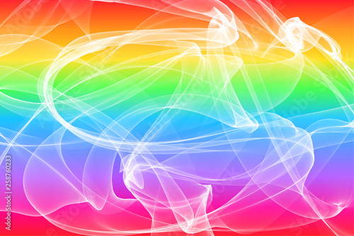 Beuatiful abstract background with smooth spectrum color gradient and white plame wave curve