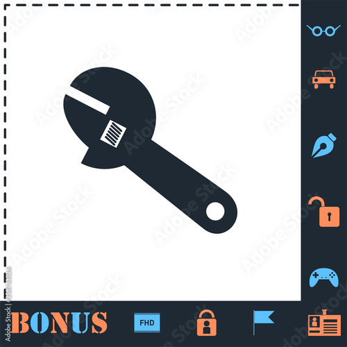 Pipe wrench icon flat