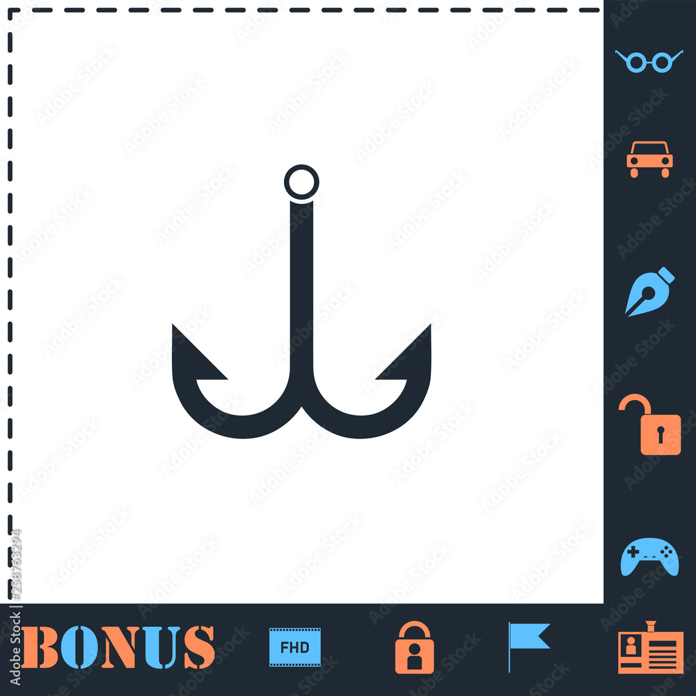 Fishhook icon icon flat Fishhook icon icon flat