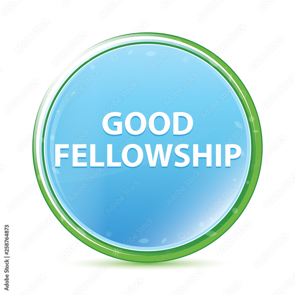 Good Fellowship natural aqua cyan blue round button