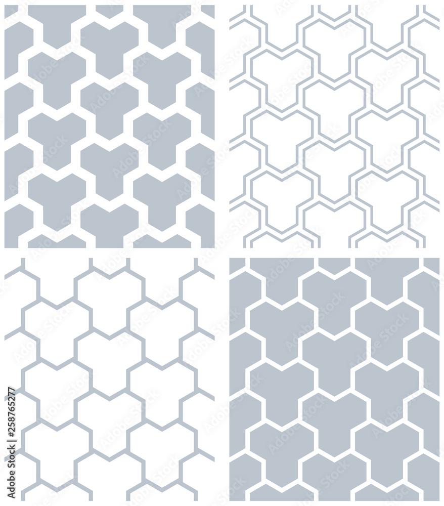 Seamless geometric patterns set. Seamless geometric patterns set.