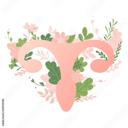 Female reproductive organs with plants and flowers